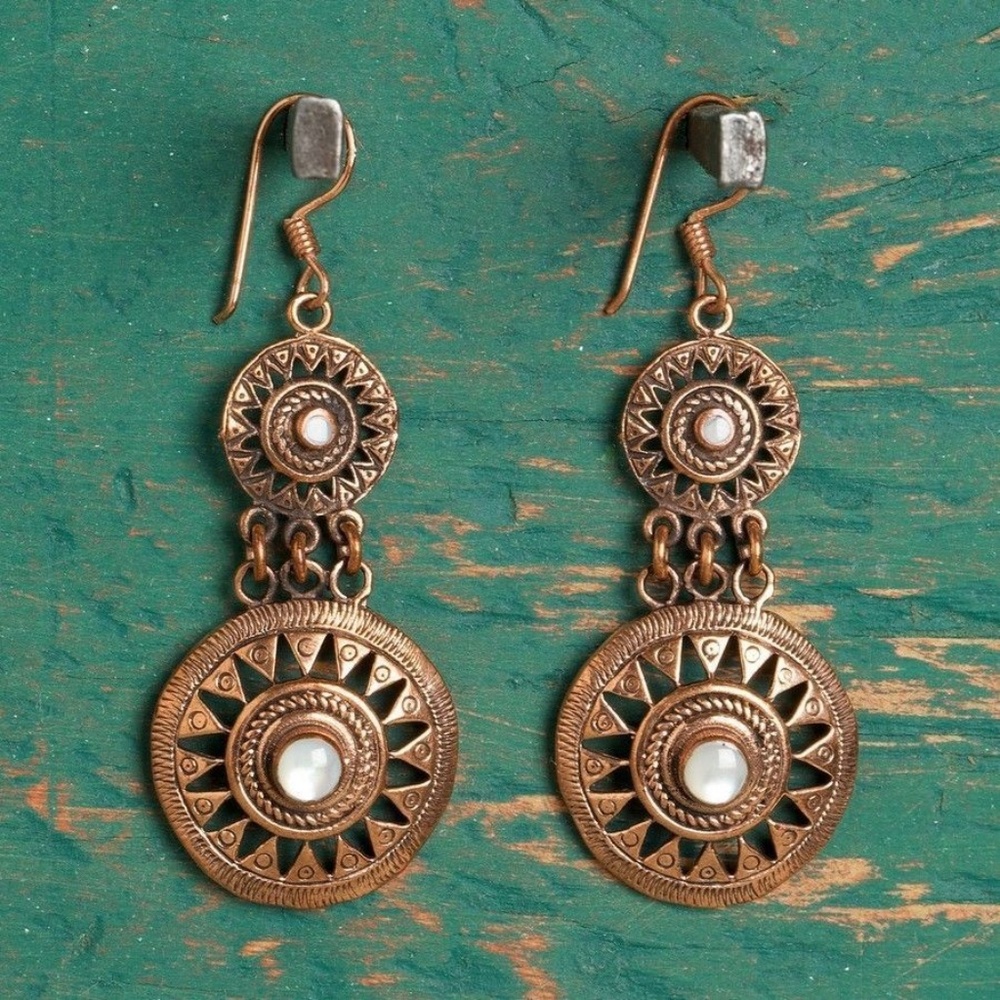 New Pearl Copper Earrings